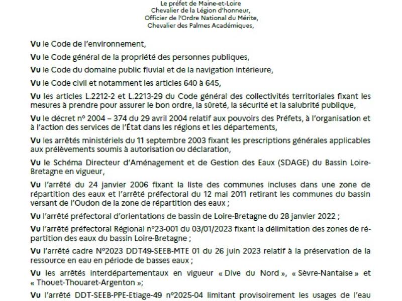 DDT 49 : Arrêté sécheresse n° 8 du 17 juillet 2025